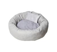 Lit rond en forme de beignet en peluche pour chien ou chat - Lit apaisant pour animal domestique - Chaud avec petit oreiller