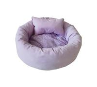 Lit rond en forme de beignet en peluche pour chien ou chat - Lit apaisant pour animal domestique - Chaud avec petit oreiller