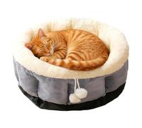 Lit rond lavable pour chat avec coussin en peluche douce - Pour chiot et petit chien - Pour dormir, salon, chambre à coucher, balcon, décoration d'intérieur - 40 x 40 x 20 cm
