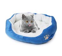 Lit rond lavable pour chiens de petite taille, niche chaude et douce pour chiots, hamsters, lapins, chats et plus encore (bleu)