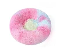 Lit rond moelleux pour animal de compagnie - Lit doux et apaisant en forme de beignet - Coussin chaud en fourrure PP - Auto-chauffant et confortable - Pour utilisation en intérieur (#19, diamètre : 80