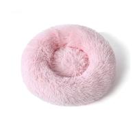 Lit rond moelleux pour animal de compagnie - Lit doux et apaisant en forme de beignet - Coussin chaud en fourrure PP - Auto-chauffant et confortable - Pour utilisation en intérieur (#16, diamètre : 90