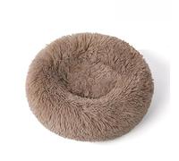 Lit rond moelleux pour animal de compagnie - Lit doux et apaisant en forme de beignet - Coussin chaud en fourrure PP - Auto-chauffant et confortable - Pour utilisation en intérieur (#7, diamètre : 90