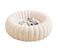 Lit Rond pour Chien - Bord Raised Soft Warm Plush Sleeping Mattress | Chien Donut Lit Chiot Senior Chaton Intérieur Extérieur Sol Lit Chenil Couch Voyage Voiture Maison