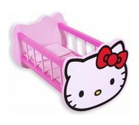 Lit Rose en Bois Chat Kitty pour poupée 44,5x29x25cm - Berceau pour Poupon - Set Accessoire Jouet et Carte