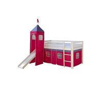 Cadre de Lit superposé d'enfant 90x200 cm Matelas Tour Toboggan Rose Homestyle4u