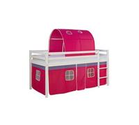 Lit mi-haut enfant - Rose - 90x200 cm - Bois - Multicolore - 1 place