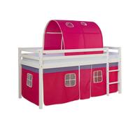Lit rose mi-haut 90x200 cm sommier matelas tunnel