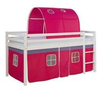 Lit rose mi-haut 90x200 cm sommier matelas tunnel