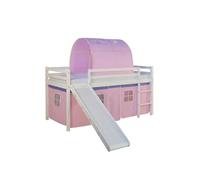 Lit rose mi-haut avec matelas 90x200 cm tunnel