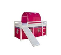 Lit rose mi-haut avec matelas 90x200 cm tunnel