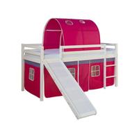 Lit rose mi-haut avec matelas 90x200 cm tunnel