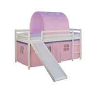 Lit rose mi-haut avec matelas 90x200 cm tunnel
