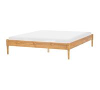 Beliani Lit Scandinave en Bois de Pin 160 x 200 cm Sommier à Lattes sans Tête de Lit 4 Pieds Marron Clair Veyrac