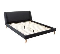 Lit scandinave 160 x 200 cm - Tissu - Gris anthracite - BENEDICTE