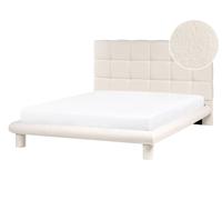 Lit Scandinave en Bouclé 140 x 200 cm Tête de Lit Rembourré Blanc Cassé Cressat