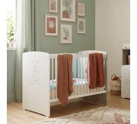 Lit Sérigraphié Taupe En Bois - Teddy Blanc 60X120