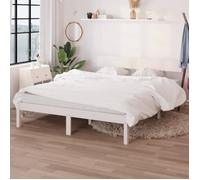 Lit Simple | 1 Place 140 x 190 cm, Cadre de Lit en bois de pin massif, avec Sommier à Latte et Tête de Lit, Blanc