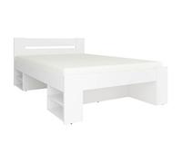 Lit simple 1 place 140 x 200 cm - - pour enfant avec des étagères de rangement coloris Blanc - Longueur 204,5 x Largeur 145,5 x Hauteur 47,5-85,5 cm
