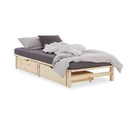 Lit simple - HOMESTYLE4U - HomeStyle4U 3038 - 100x200 cm - 2 tiroirs - Bois palette naturel