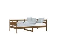 Lit simple 90x190 en bois massif + sommier - sommier a lattes / marron, bois massif, miel, bois Beige G