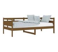 Lit simple 90x190 en bois massif + sommier - sommier a lattes / marron, bois massif, miel, bois Beige G