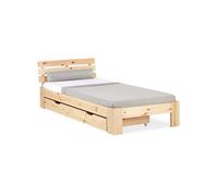 Lit simple 90x200 avec tiroir naturel