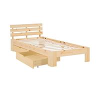 Lit simple 90x200 avec tiroir naturel Beige G