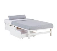 Lit simple 90x200 matelas 2 tiroirs bois blanc