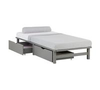 Lit simple 90x200 matelas 2 tiroirs bois gris