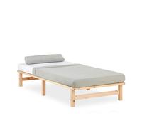Lit simple 90x200 matelas bois naturel