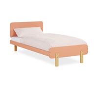 Lit simple 90x200 rouge bois enfant sommier