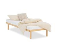 Homestyle4u Lit en bois de pin massif 90 x 200 cm avec sommier à lattes, cadre de lit en bois de pin massif non traité, lit simple, article 2927