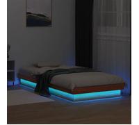 Lit simple Adulte Cadre de lit à LED - SOLOMON - 90x200 cm bois massif JILL'S 42804