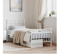 Lit simple Adulte Cadre de lit métal - SOLOMON - avec pied de lit blanc 75x190cm JILL'S 55793