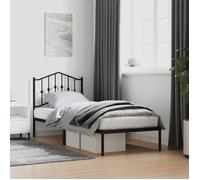 Lit simple Adulte Cadre de lit métal - SOLOMON - avec Tête de Lit - noir 90x200 cm JILL'S 79005