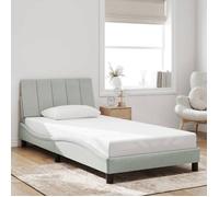 Lit simple Adulte Cadre de lit - SOLOMON - gris clair 100x200 cm 100 % polyester velours JILL'S 64301