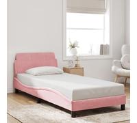 vidaXL Cadre de Lit avec Tête de Lit, Lit Rembourré avec Sommier à Lattes, Lit Simple avec Pied, Lit Adulte de Chambre, Rose 373117 Rose G
