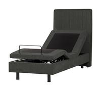 Lit Simple Ajustable Moderne Electrique Réglable avec Télécommande 80 x 200 cm en Tissu Gris Foncé Duke II