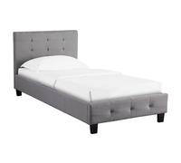 IDIMEX Lit Simple pour Adulte ou Enfant Reve Couchage 90 x 190 cm avec sommier 1 Place / 1 Personne, tête et Pied de lit capitonnés, revêtement en Tissu Gris