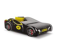 Kobi Lit simple enfant Batmobile 70 x 140 cm avec sommier et matelas Noir