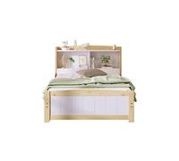 Lit simple d'ado 90x200 en bois massif avec rangement et sommier à lattes, pin massif