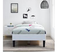 Lit simple en bois - - 90x190 cm - Tapissier - Blanc - Dhoussable Housse lavable