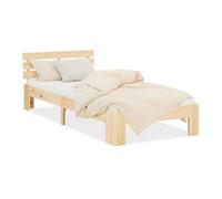 Homestyle4u Lit simple en bois 90x200 avec sommier à lattes naturel