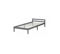 Homestyle4u – Lit simple en bois 90x200 – Gris