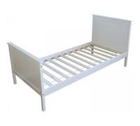 Lit 90x200 cm en Bois Blanc Pin Massif Style Campagne Sommier Lattes Homestyle4u