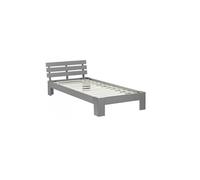 Homestyle4u Lit simple 2035 en bois massif 90x200 – cadre à lattes en pin – Gris
