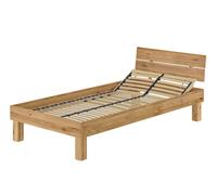Lit simple en bois massif 100×200 cm en chêne huilé, accessoires au choix