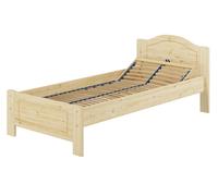 Lit simple en bois massif 90x200 en pin non traité avec accessoires au choix