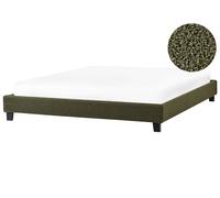 Lit Simple en Bouclé Sans Tête Cadre Style Moderne Minimaliste 180 x 200 cm Bouc